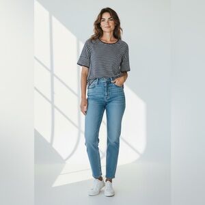 NWT Jane & Delancey Short Sleeve Striped Tee Navy Size Small